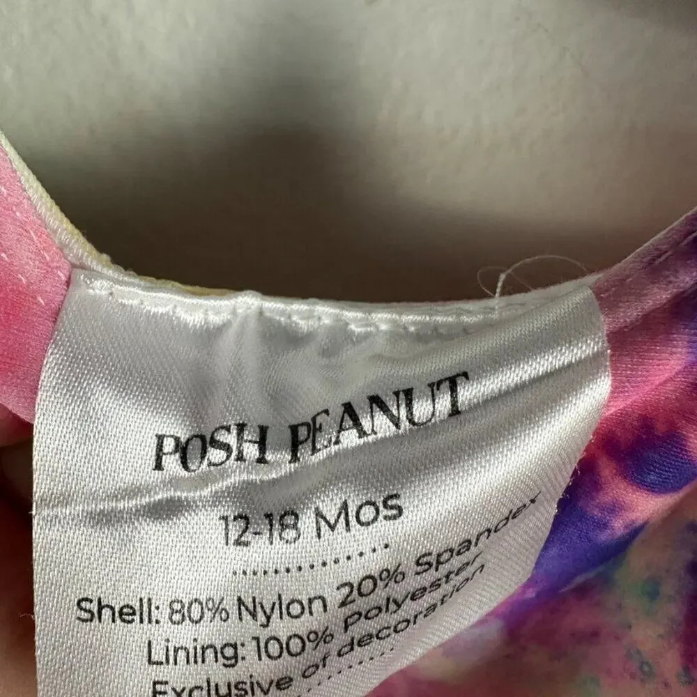 Posh Peanut Swimsuit Girls 12-18 Months Tie Dye One Piece Twirl Skirt Swim